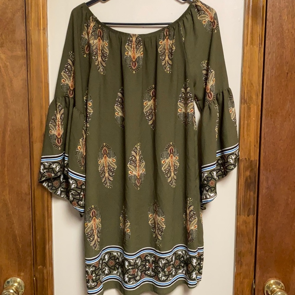 Olive Green Off Shoulder Dress